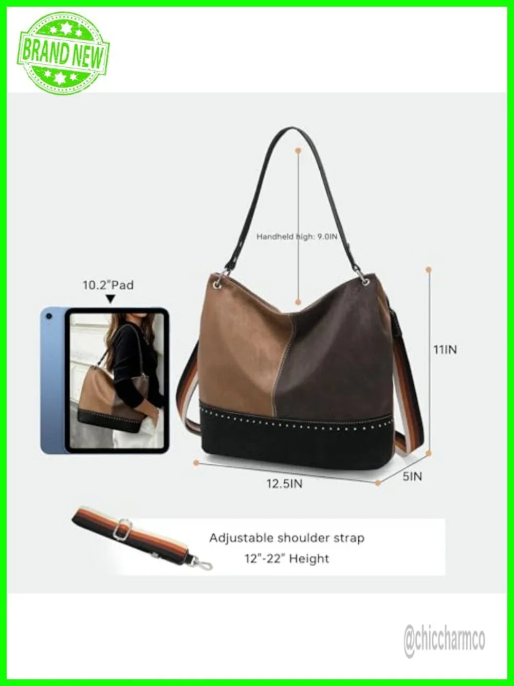 Suede Leather Hobo Crossbody Tote Bag with Adjustable Strap